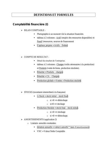 FORMULES ET DEFINITIONS COMPTABILITE SERIE G2-BTS FCGE By DJAHA