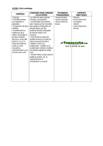 Calculs Numériques - Guide pédagogique Maths 3ème