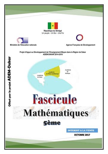 Fascicule Mathématiques 5ieme by Tehua
