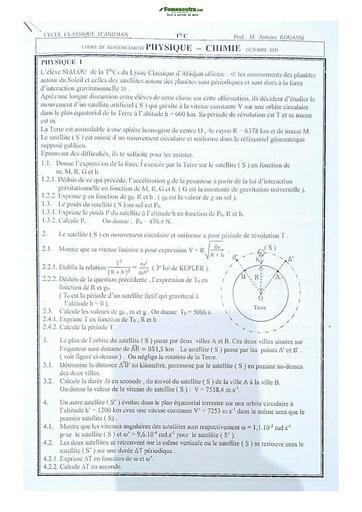 Sujets de Physique-Chimie Terminale C Lycée Classique 2021-2022