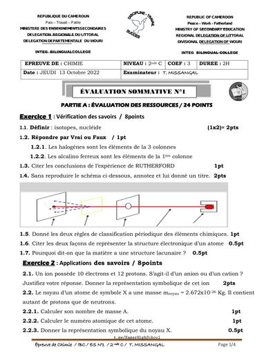 IntegBCollege Chimie 2ndeC ES1 2022