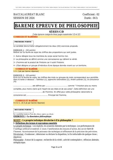 Barème Bac blanc 2024 serie C& D philo dren Abidjan 1 by Tehua