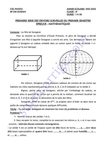 SUJET 1ER DEVOIR DU 1ER S MATHÉMATIQUES 6ÈME 2021-2022 CEG PAHOU by Tehua.pdf