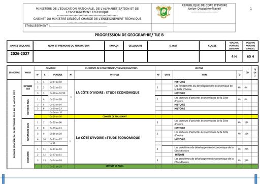 PROGRESSION 2026 27 GEOGRAPHIE TERMINALE B by TEHUA