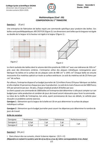Composition 1er Trim Maths 2nde S by Tehua