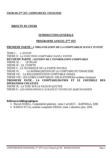 COURS DE COMPTABILITE FINANCIERE DE SECONDE STT by Tehua