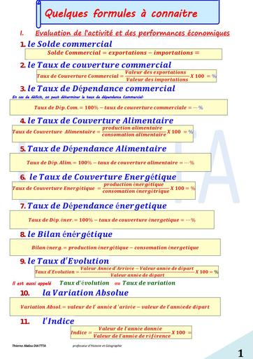 RAPPEL GLOBAL FORMULES Économie by Tehua