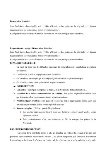 Prepa bac DISSERTATION corrigée SUR LA NEGRITUDE (poète) by Tehua