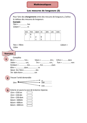 Les mesures de longueurs (3)