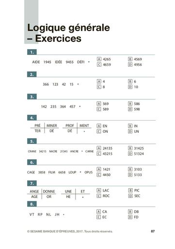 Sujet Sésame Logique Générale 2017