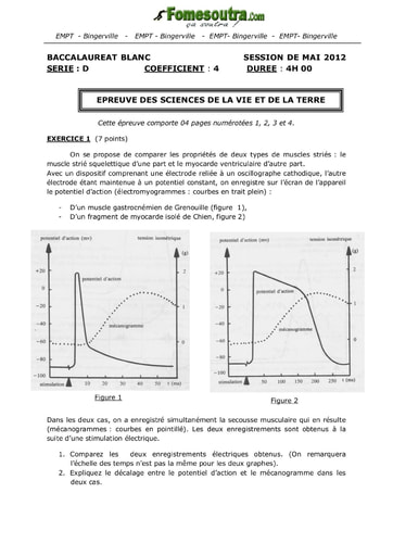 Sujet SVT BAC blanc 2012 série D EMPT Bingerville