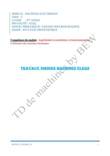 TD de machines electriques ELEQ 3