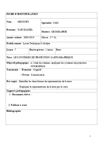 CMC 2NDE G2 LES SYSTEMES DE PROJECTION CARTOGRAPHIQUE