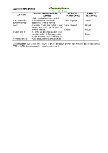 Nombres premiers - Guide pédagogique Maths 5ème