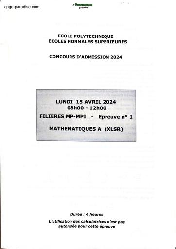 ENS MATHS DOCUMENT DE PREPA ENS 2024 BY TEHUA