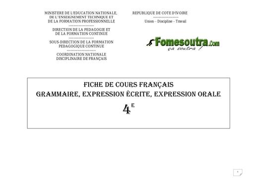 Fiche de COURS 4ième APC français 1er cycle BY TEHUA