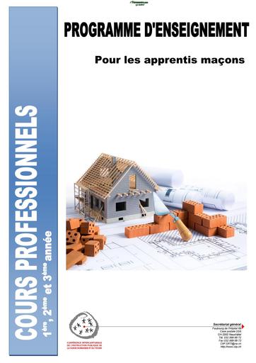 Programme denseignement maçon 1 2 3 Corrige by TEHUA