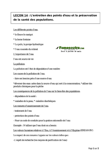 L’entretien des points d’eau et la préservation de la santé des populations