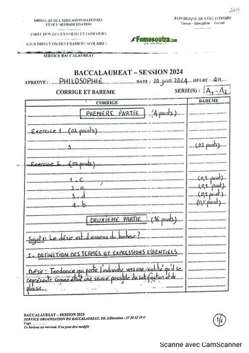 SUJET+CORRIGÉ BAC 2024 PHILO SERIA A1 & A2 BY TEHUA