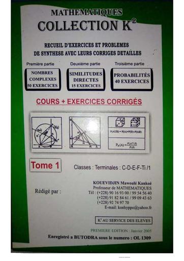 Collection K² MATHS Tle C, D, E, F, Ti Tome 1 by TEHUA