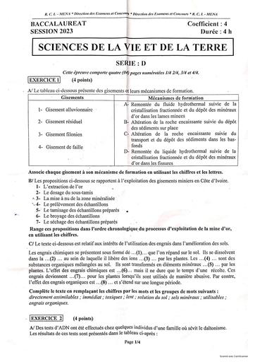 PREPA BAC 2024 SVT SERIE D anciens sujets by Tehua