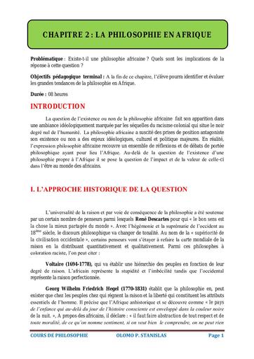 COURS DE PHILOSOPHIE CHAPITRE 2 LA PHILO