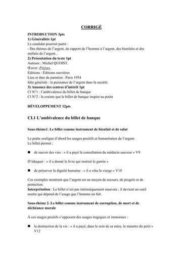 Bac blanc 2026 Français (commentaire composé) série ABCD barème Drena Abidjan 4 By Tehua