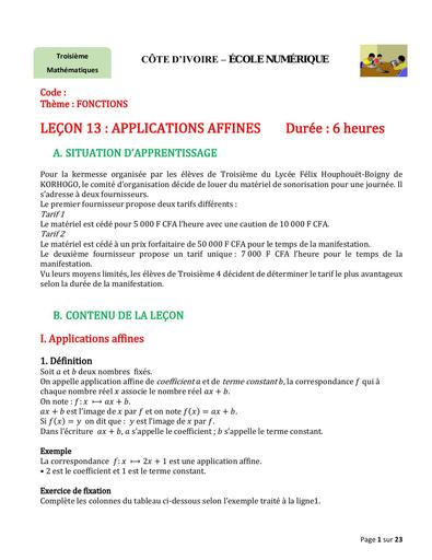 3è Maths 13 Applications affines