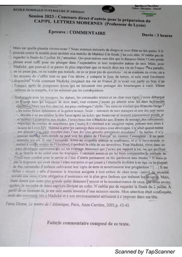 ENS Français SUJET ENS PL COMMENTAIRE BY TEHUA