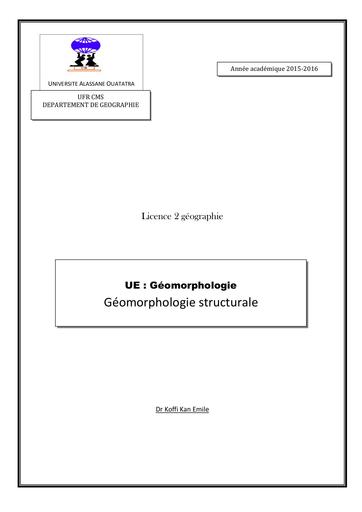 Géomorphologie structurale et dynamique L2