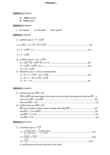SUJET MATHS 3ieme TEST LOURD 2025 BAREME by Tehua