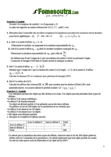 Devoir 1 de maths niveau Terminale D