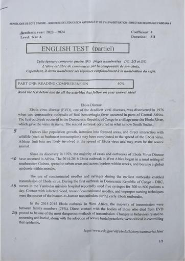 Partielle dec 2023 d'anglais 1iere A by Tehua