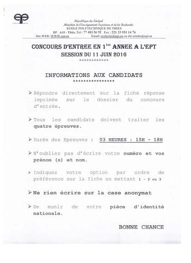 CONCOURS D'ENTRÉE À L'EPT 2016 by Tehua