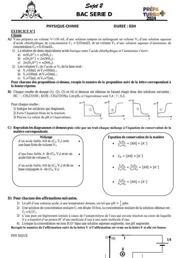 Sujet 2 prépa bac 2024 turbo PC Lycée sainte Marie de Cocody by Tehua