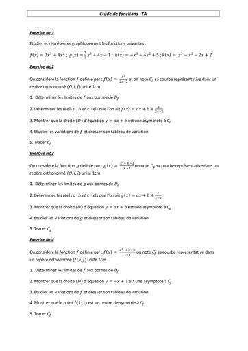 SUJETS Etude de fonctions TLE A