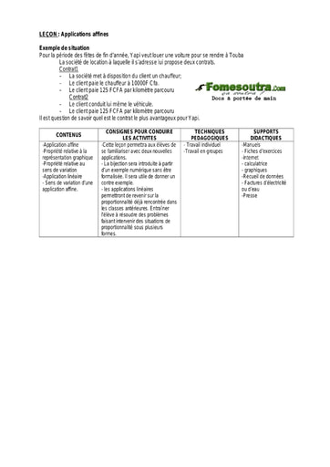 Applications Affines 1 - Guide pédagogique Maths 3ème