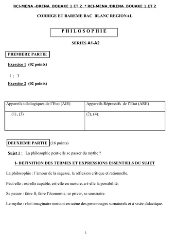 Correction PHILO Bac régional LM JF A1& A2