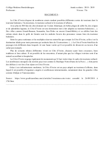 SUPPORT GEO Tle THEME 1 L2 DOC9