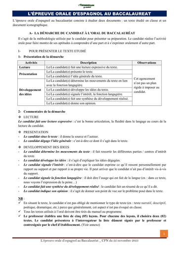 Epreuve oral espagnol candidats au Bac By Tehua