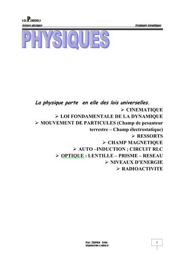 FICHE TD corrigé Tle S le praticien physiques Cool