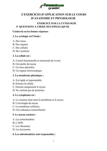 INFAS ASI EXO non corrigé ANATOMIE QCM QCD BY TEHUA