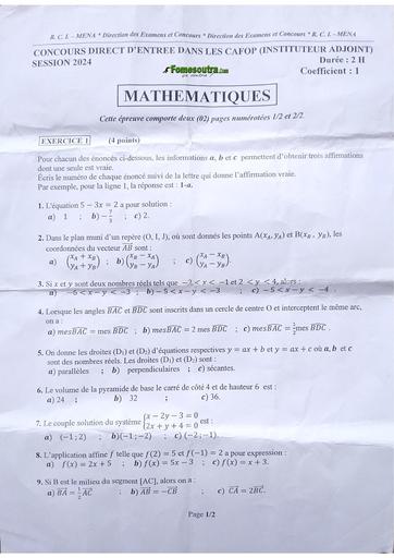 Sujet Cafop session 2024 IA Maths by Tehua