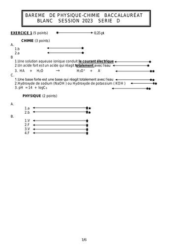 BAREME BAC BLANC PC 2023