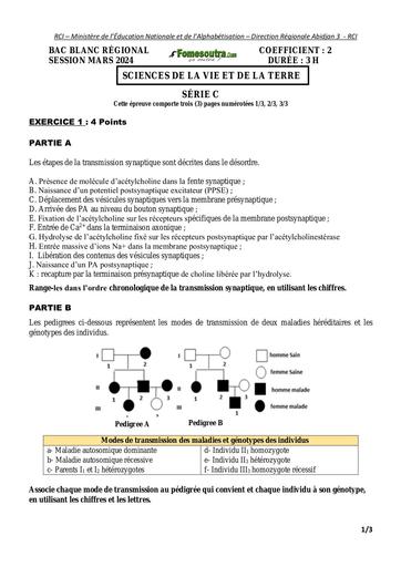 BAC blanc 2024 SERIE C SVT dren Abidjan 3 (cocody) by Tehua