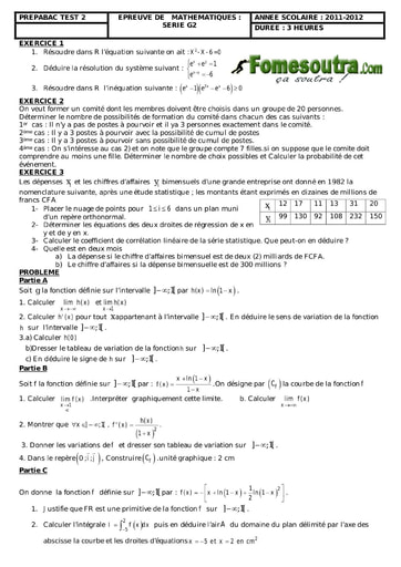 Devoir 4 de maths niveau Terminale G2