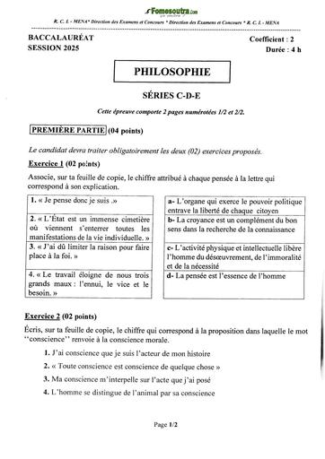 BAC 2025 Côte d'Ivoire SUJET+ BAREME PHILOSOPHIE SERIE CDE BY TEHUA