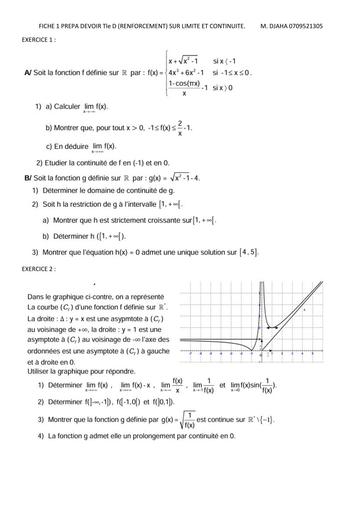 FICHE 1 PREPA DEVOIR LIMITES ET CONTINUITE Tle D 2025 DJAHASHIKAN