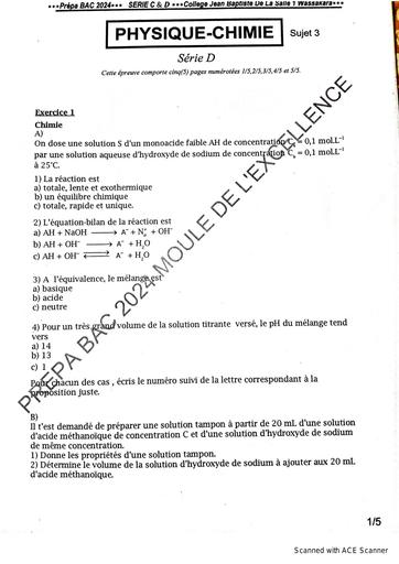 Sujet 3 Prepa bac 2024 PC serie D 2024 05 25 by Tehua