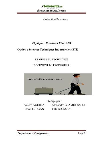 Fiche professeur cours PC 1ère technique 1iere F by Tehua